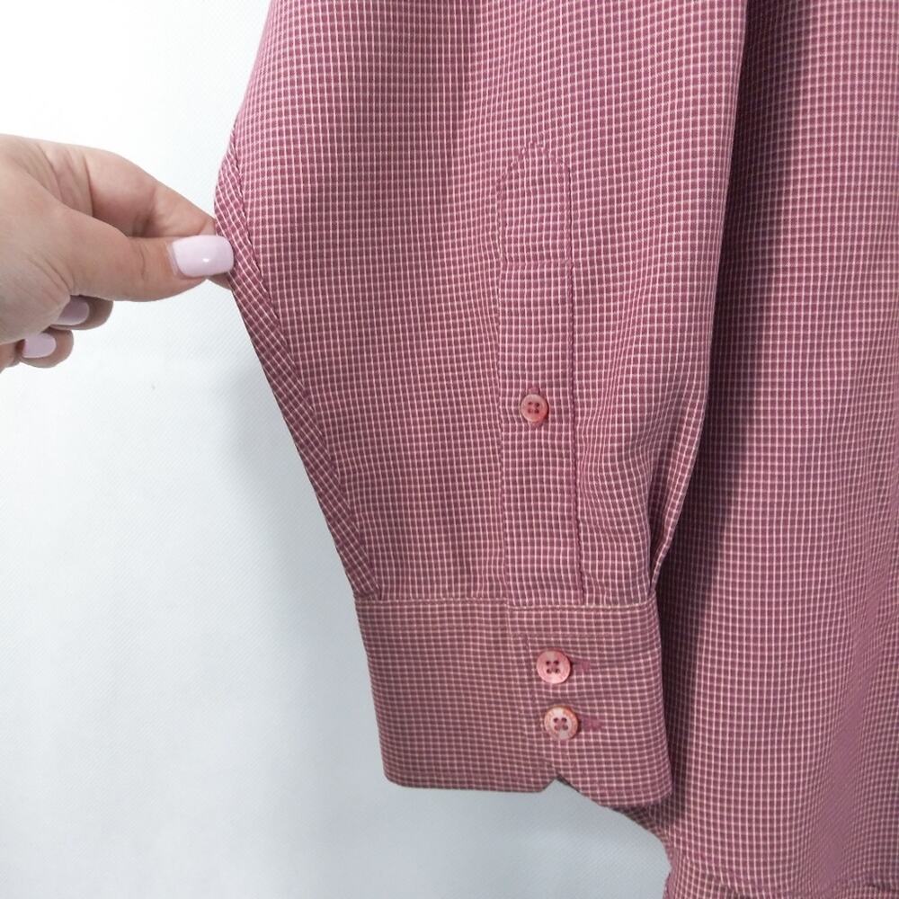 Bugatchi Uomo Red Checkered Button Down Dress Shi… - image 4